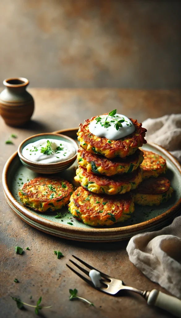 Zucchini Fritters with Garlic Yogurt Sauce – A Budget-Friendly Delight