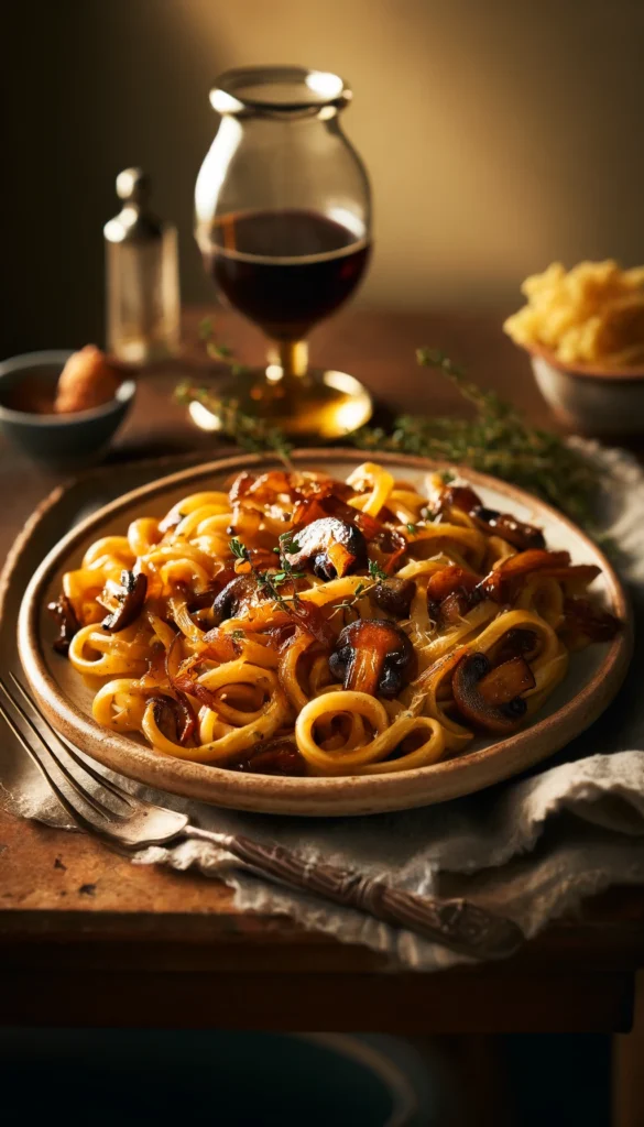 Caramelized Onion & Mushroom Pasta – A Fancy Meal for $3